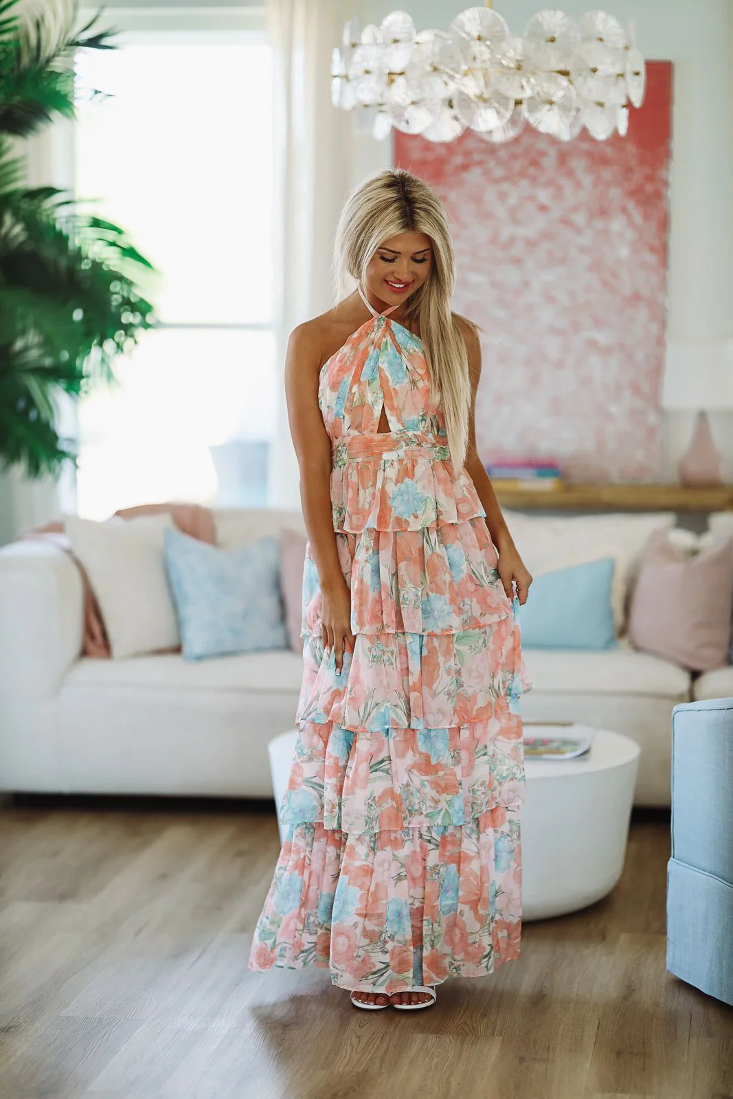 Stay True to You Maxi Dress - Peach and Light Blue - Image 3