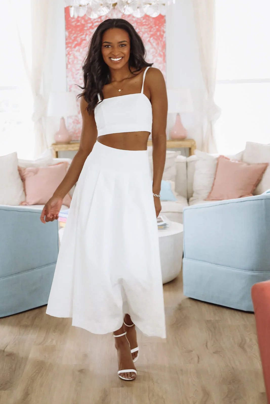 The Keeper Crop Top and Midi Skirt Set - White - Image 4
